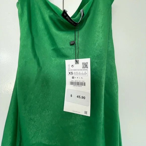 Zara Green Silk MIDI Dress With Slit NWT - Picture 7 of 7